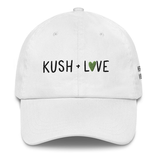 HERE4VIBES 420 Embroidered Hat | Kush & Vibes Stoner White Hat | Marijuana Hat | California Sober Hat