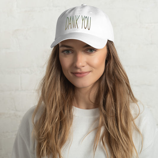 HERE4VIBES 420 Embroidered Hat | DANK YOU White Hat | Marijuana Hat | California Sober Hat