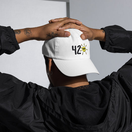 HERE4VIBES 420 Embroidered Hat | 420 sunshine White Hat | Marijuana Hat | California Sober Hat