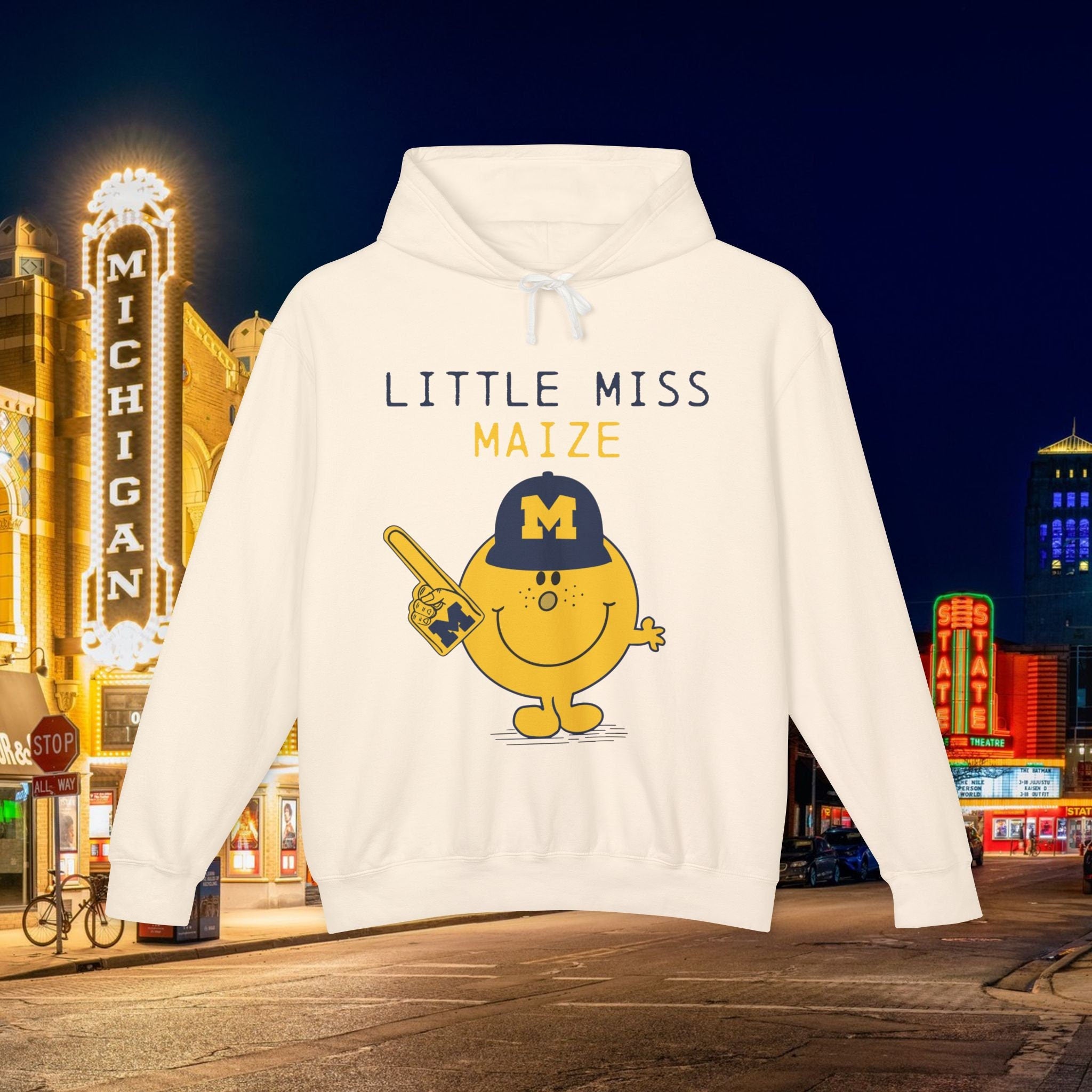 Little Miss Maize | Michigan Vintage Hooded Sweatshirt | Michigan Wolverine Hoodie | U of M Sweatshirt - Hoodie | Vintage Sweatshirt