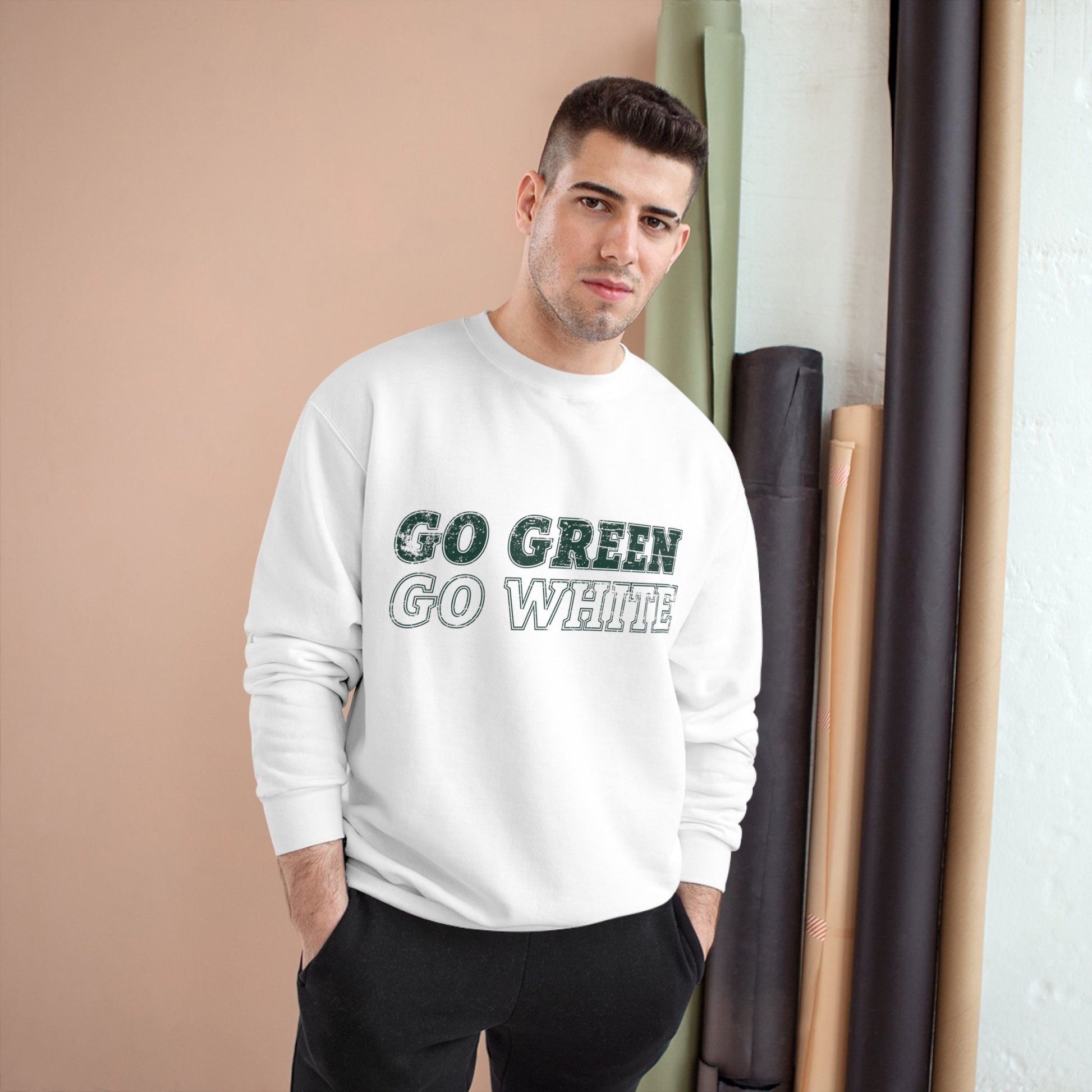 Go Green Go White | MSU Football Champion Sweatshirt | Vintage MSU Spartan Crewneck