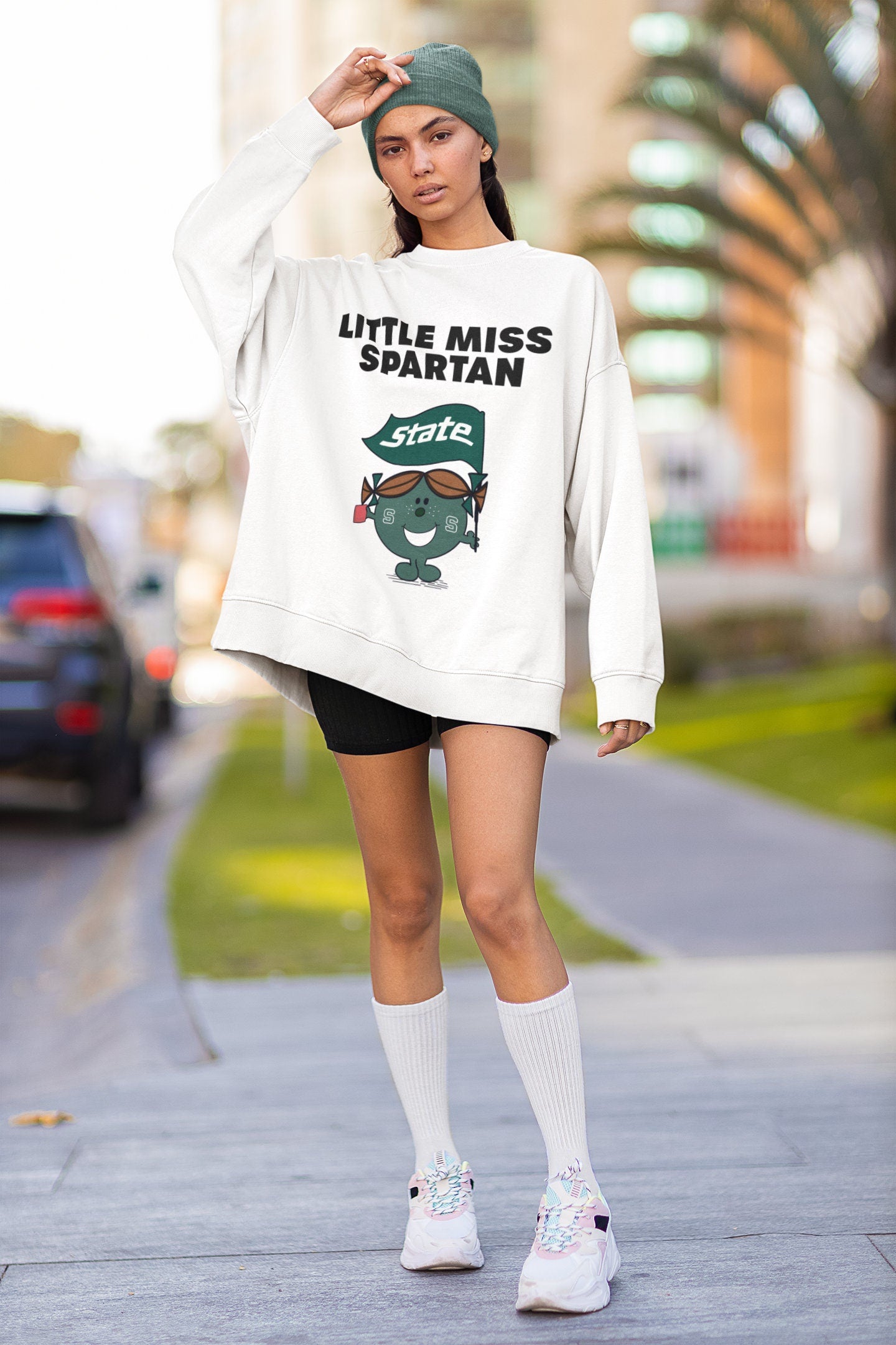 Little Miss Spartan Sweatshirt | Vintage MSU Spartan Crewneck