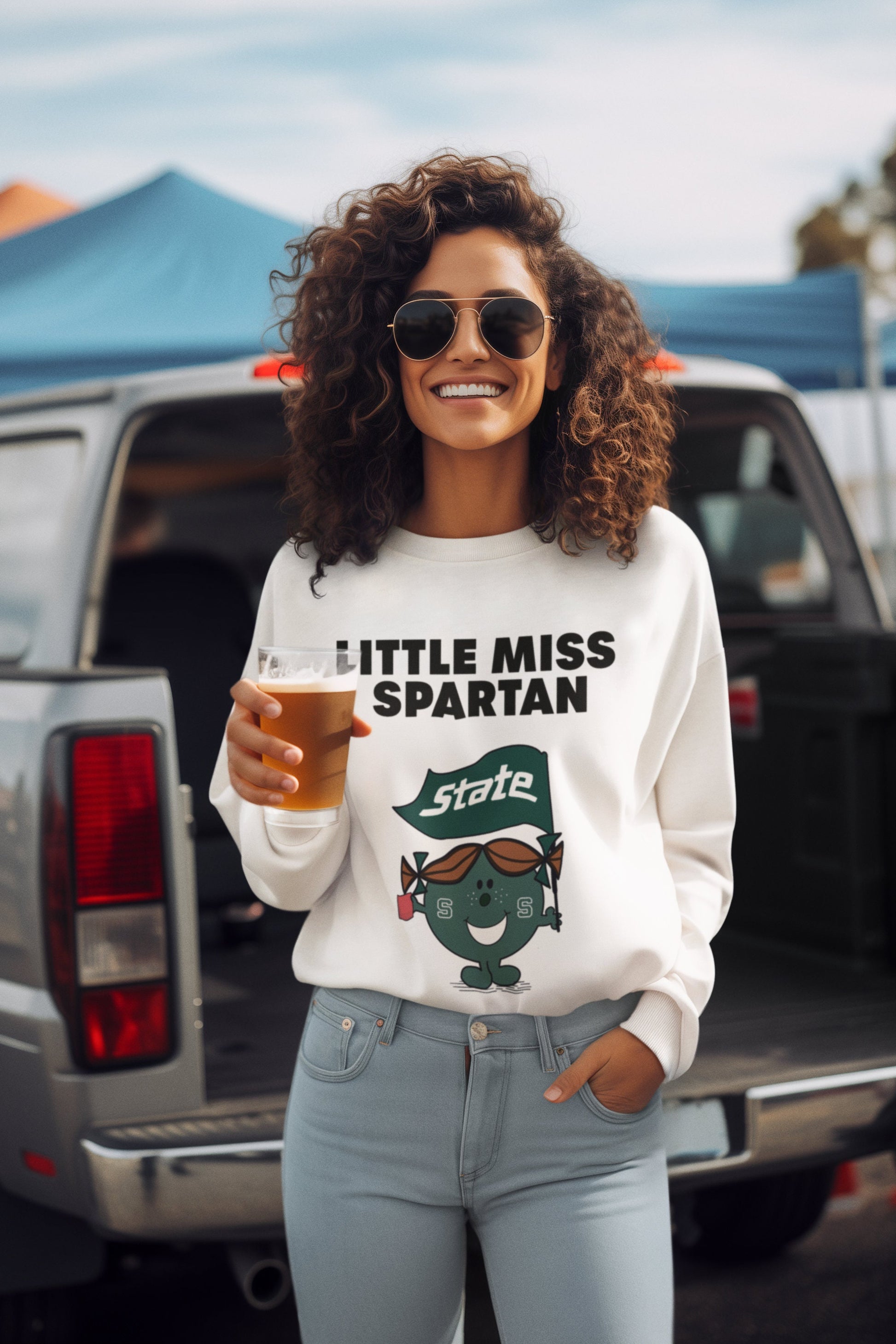 Little Miss Spartan Sweatshirt | Vintage MSU Spartan Crewneck