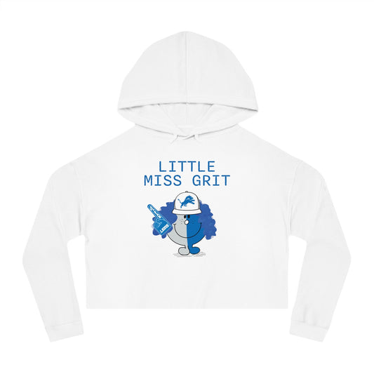 Detroit Football Fan Lions Women's Cropped Hooded Sweatshirt, Little Miss Grit Design, Gift for Her, Trendy Hoodie, Sports Apparel, Team