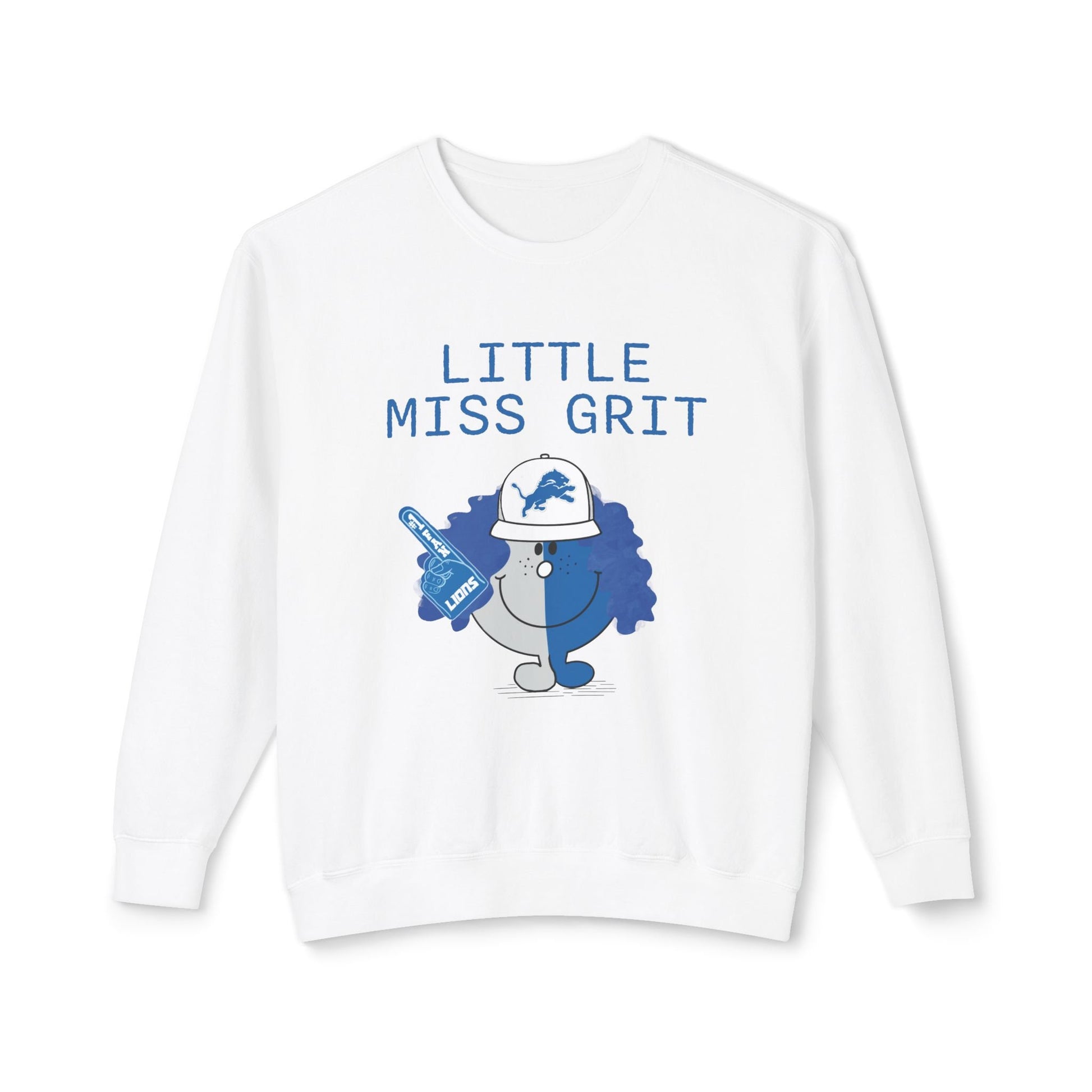 Detroit Football Fan Lightweight Sweatshirt, Little Miss Grit Design, Unisex Crewneck, Gift for Sports Fans, Detroit Apparel, Football Team