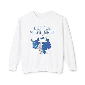 Detroit Football Fan Lightweight Sweatshirt, Little Miss Grit Design, Unisex Crewneck, Gift for Sports Fans, Detroit Apparel, Football Team