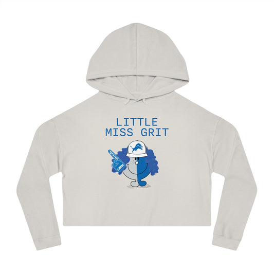 Detroit Football Fan Lions Women's Cropped Hooded Sweatshirt, Little Miss Grit Design, Gift for Her, Trendy Hoodie, Sports Apparel, Team